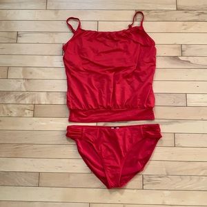 Two piece tankini size 12 red bathing suit by jantzen
